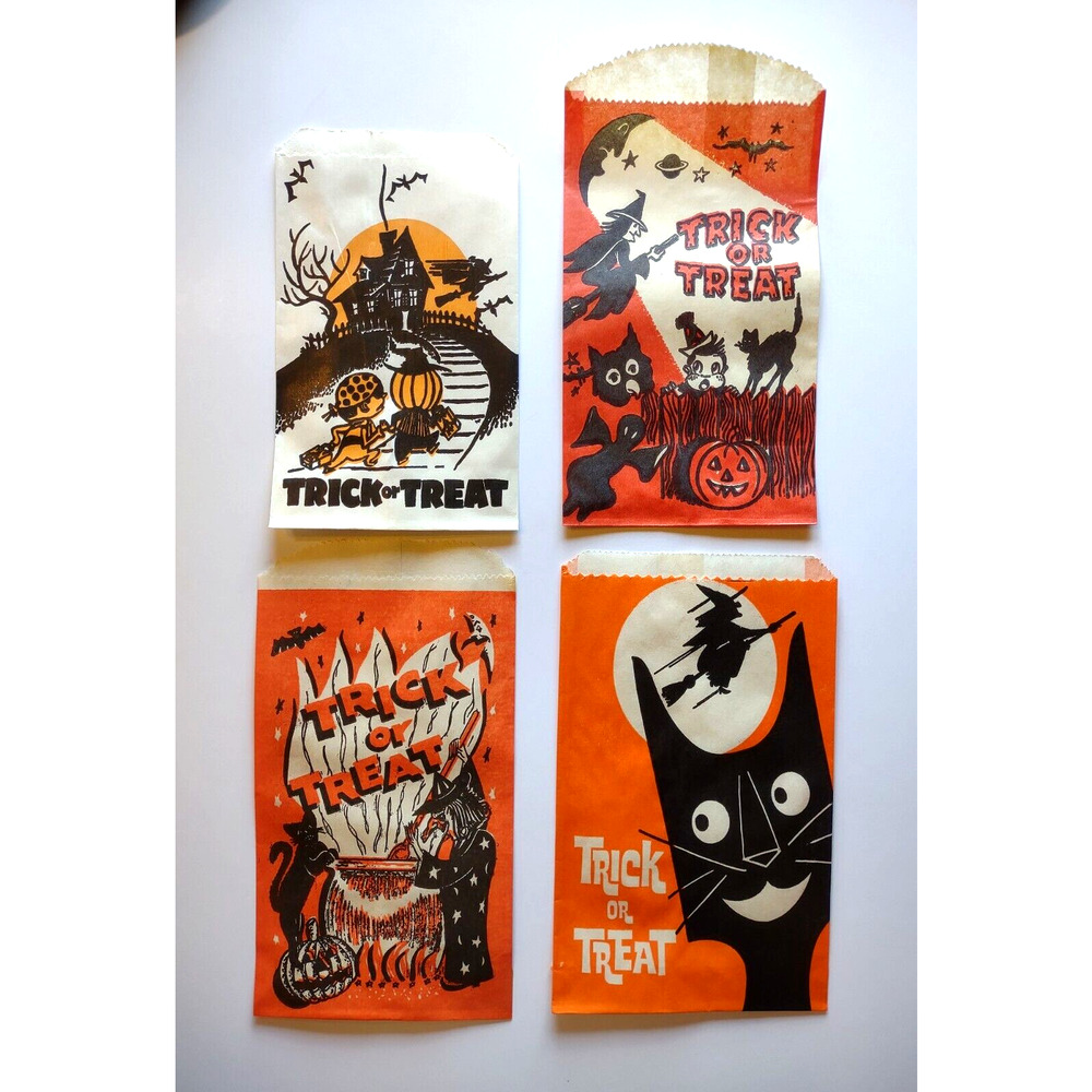 Halloween Goodie Bags Candy Trick or Treat Witch Black Cats Ghost Moon Cauldron